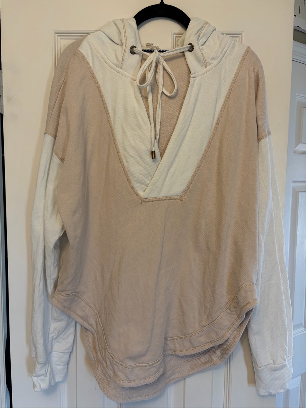 Anthropologie V-Neck Pull Over Shirt Hood Oversized Pilcro Size Small - Picture 2 of 6